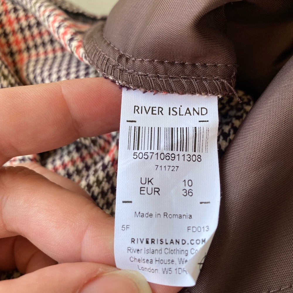 River Island Cropped Checked Polyester-Blend Twil… - image 6